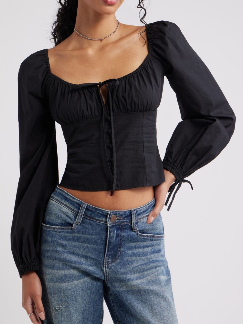 BP. L/S Corset Cotton Crop Top